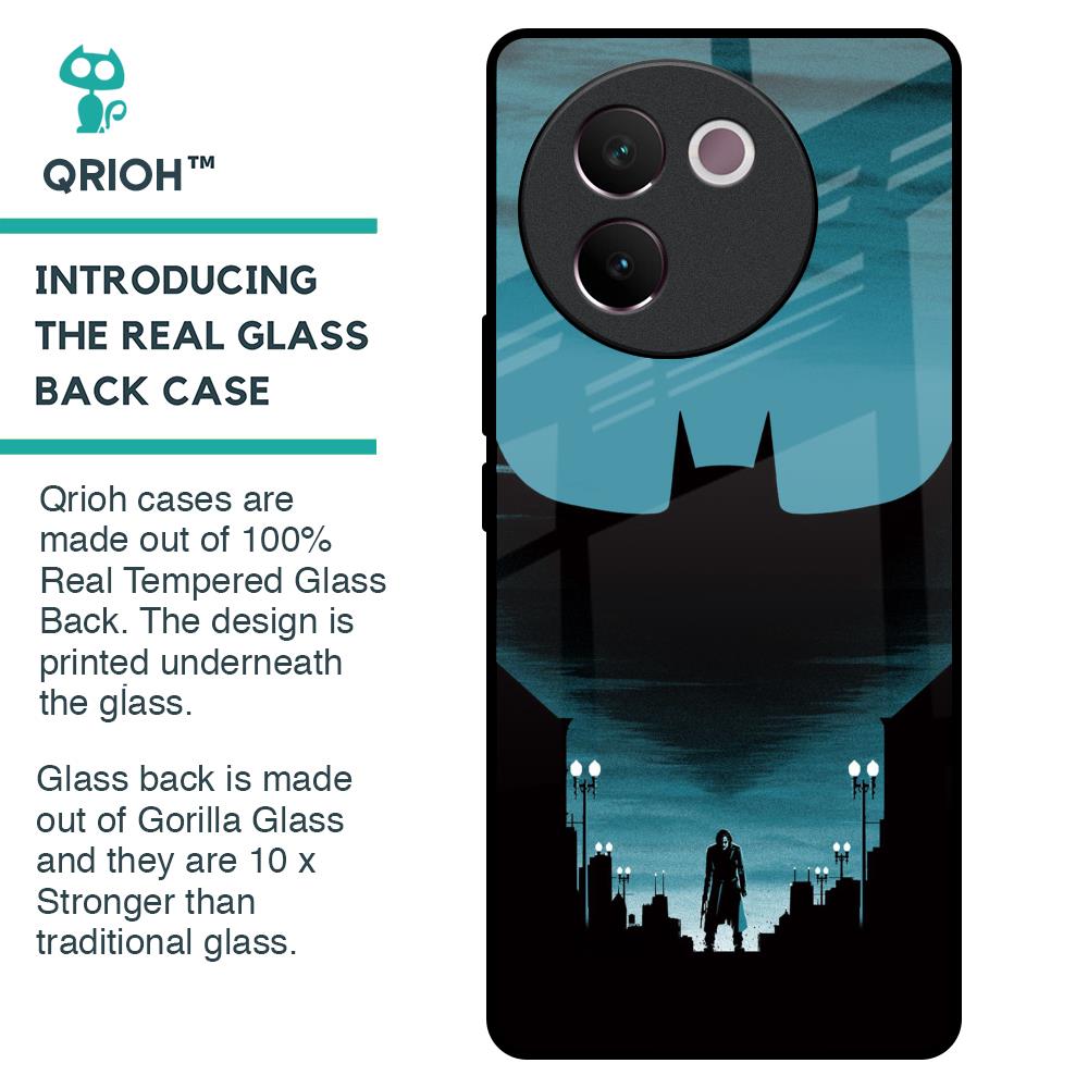 Cyan Bat Glass Case for Vivo V30e