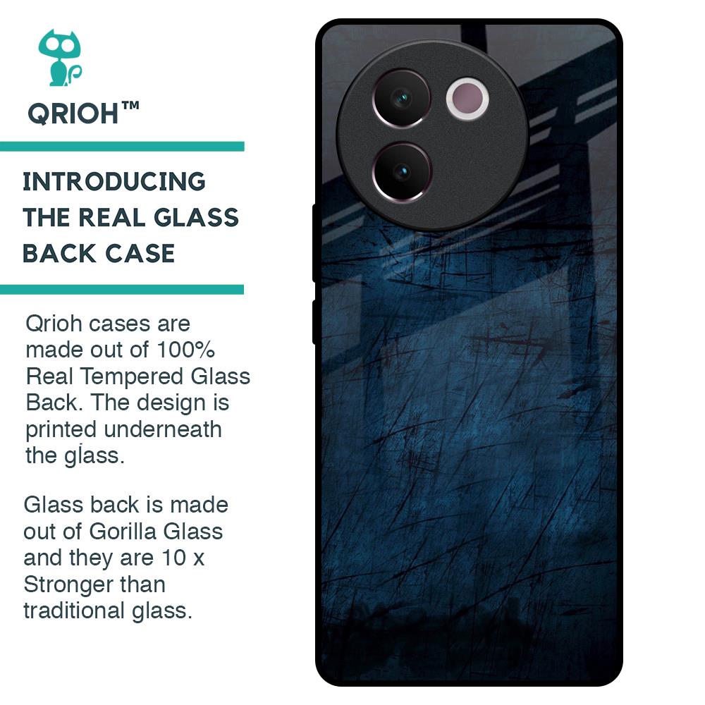 Dark Blue Grunge Glass Case for Vivo V30e