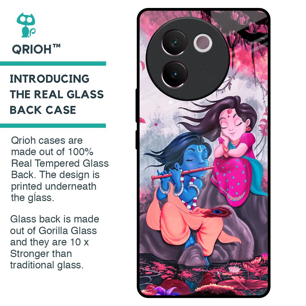 Radha Krishna Art Glass Case for Vivo V30e