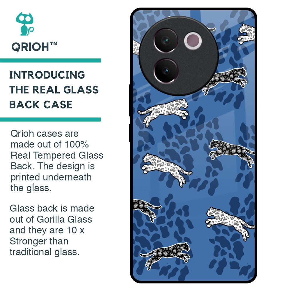 Blue Cheetah Glass Case for Vivo V30e