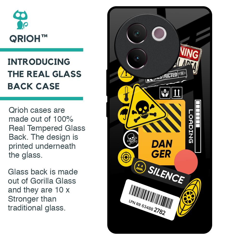 Danger Signs Glass Case for Vivo V30e