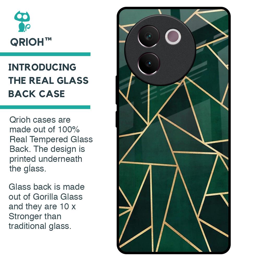 Abstract Green Glass Case For Vivo V30e