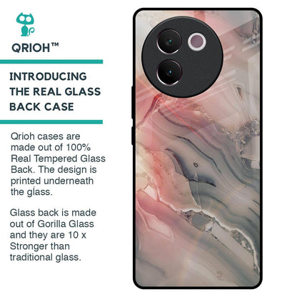 Pink And Grey Marble Glass Case For Vivo V30e