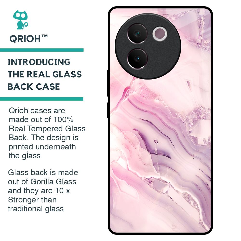 Diamond Pink Gradient Glass Case For Vivo V30e