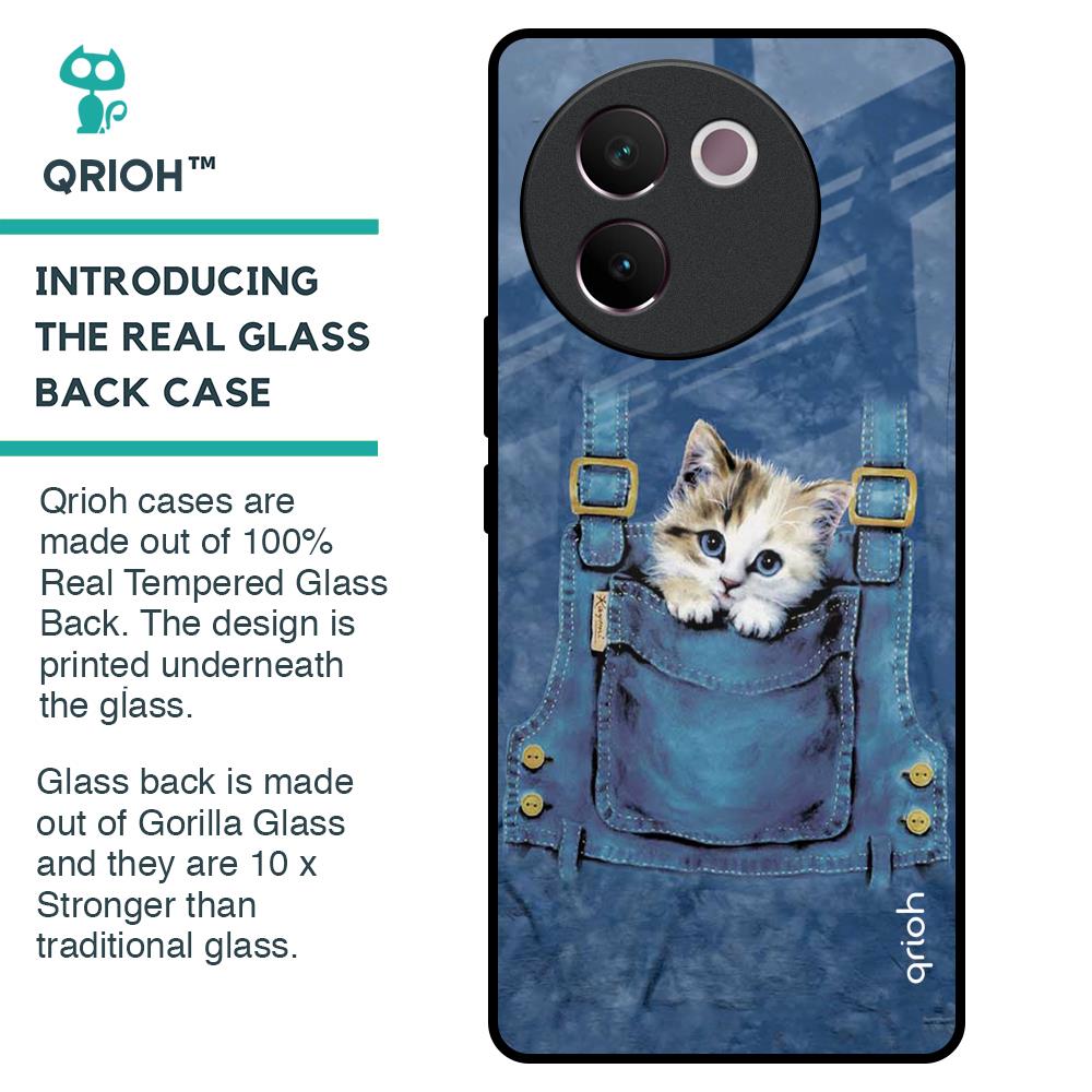 Kitty In Pocket Glass Case For Vivo V30e