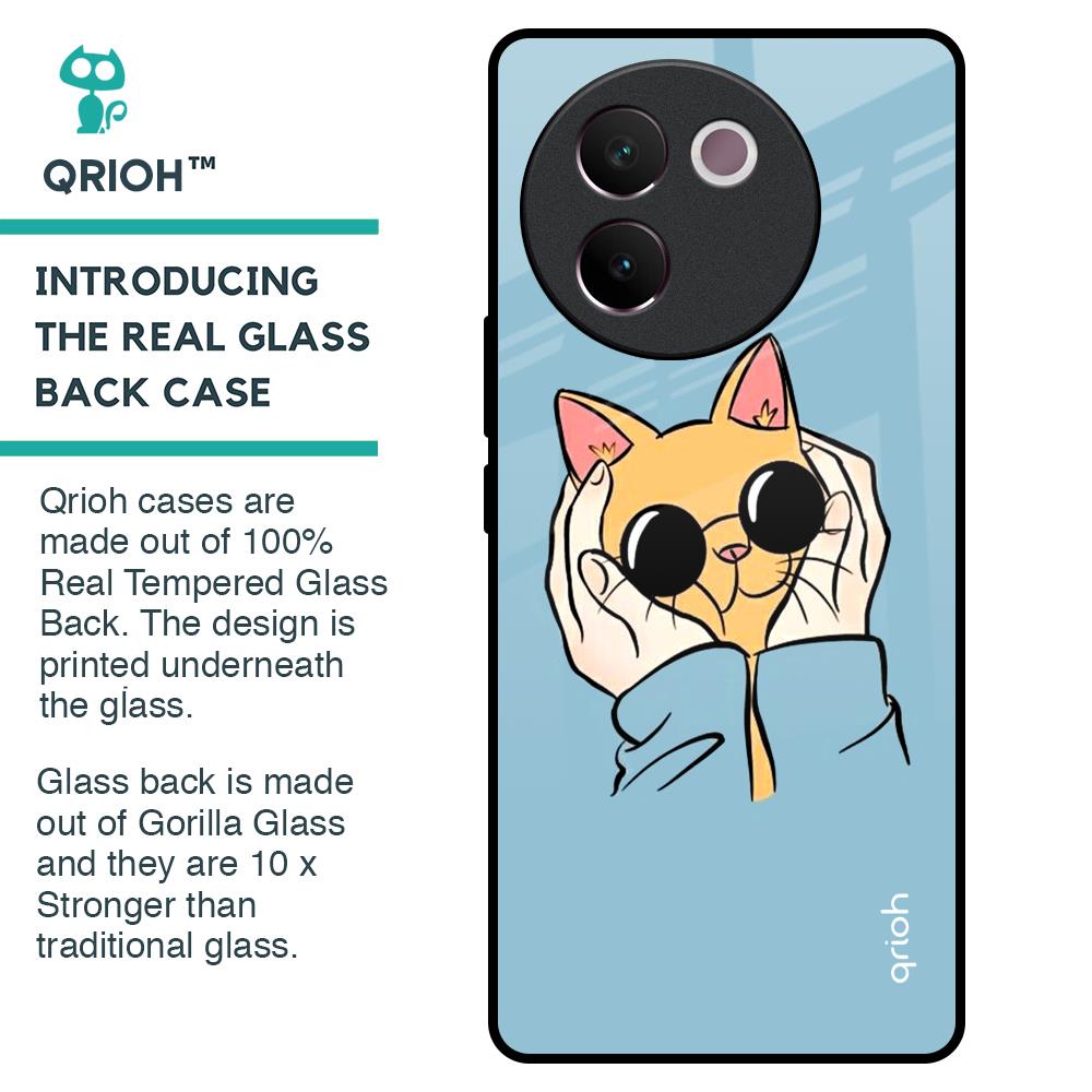 Adorable Cute Kitty Glass Case For Vivo V30e