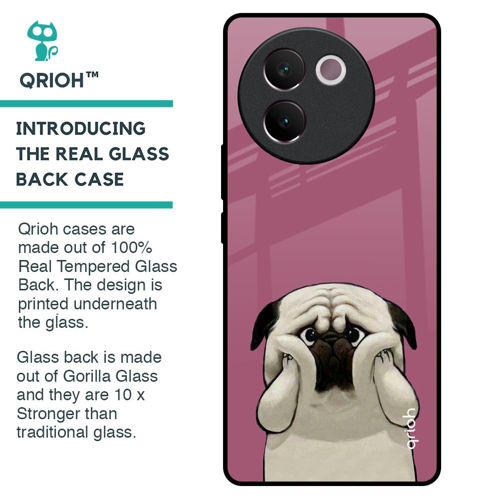 Funny Pug Face Glass Case For Vivo V30e