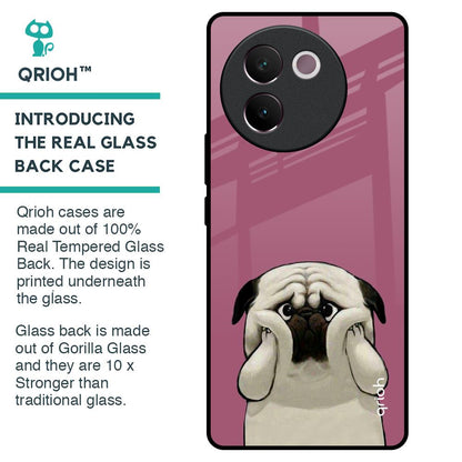 Funny Pug Face Glass Case For Vivo V30e