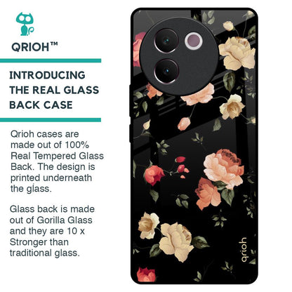 Black Spring Floral Glass Case for Vivo V30e
