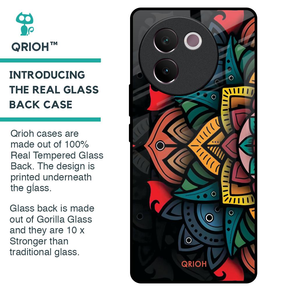 Retro Gorgeous Flower Glass Case for Vivo V30e