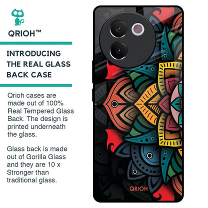 Retro Gorgeous Flower Glass Case for Vivo V30e