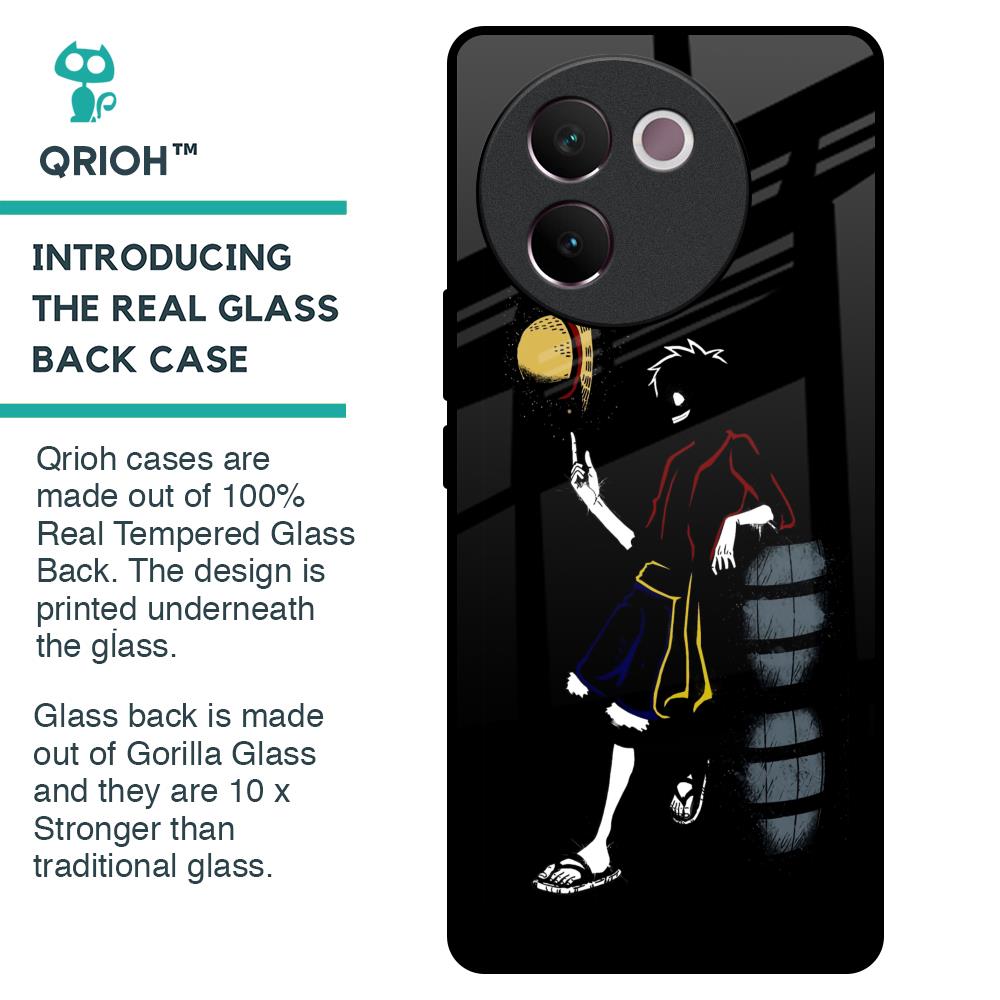 Luffy Line Art Glass Case for Vivo V30e