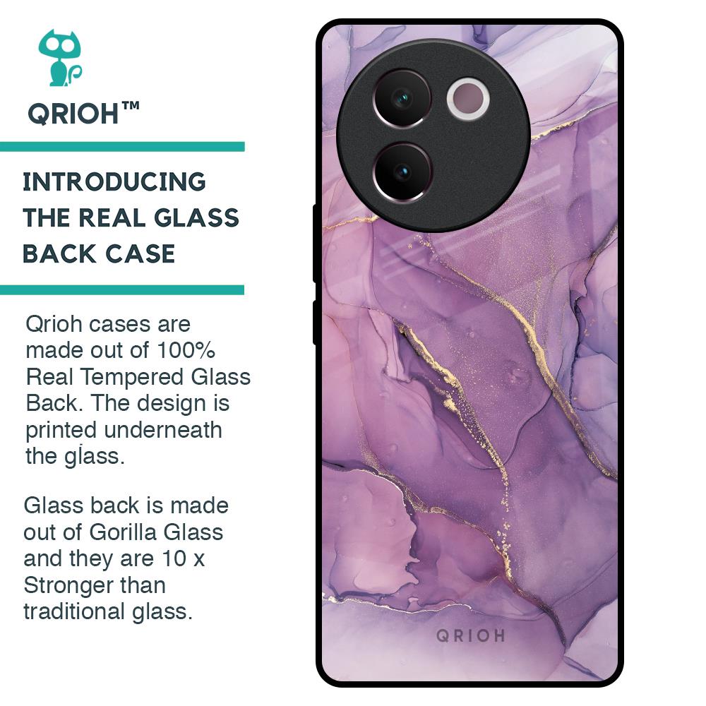 Purple Gold Marble Glass Case for Vivo V30e
