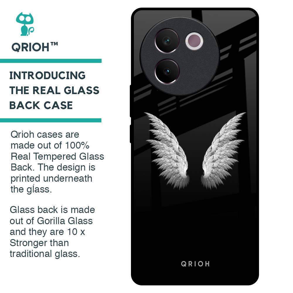 White Angel Wings Glass Case for Vivo V30e