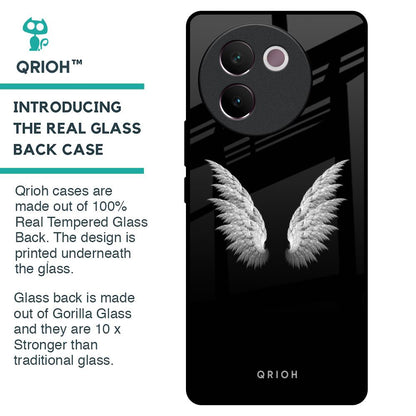 White Angel Wings Glass Case for Vivo V30e