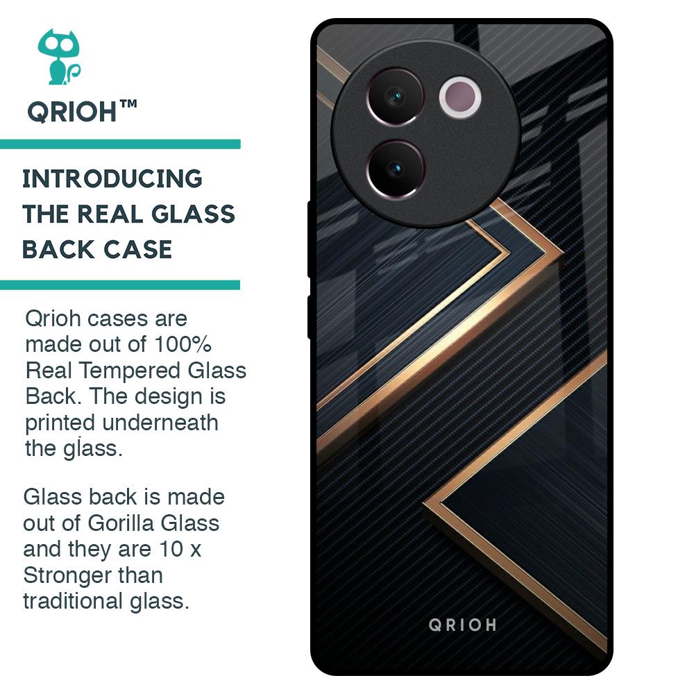 Sleek Golden & Navy Glass Case for Vivo V30e