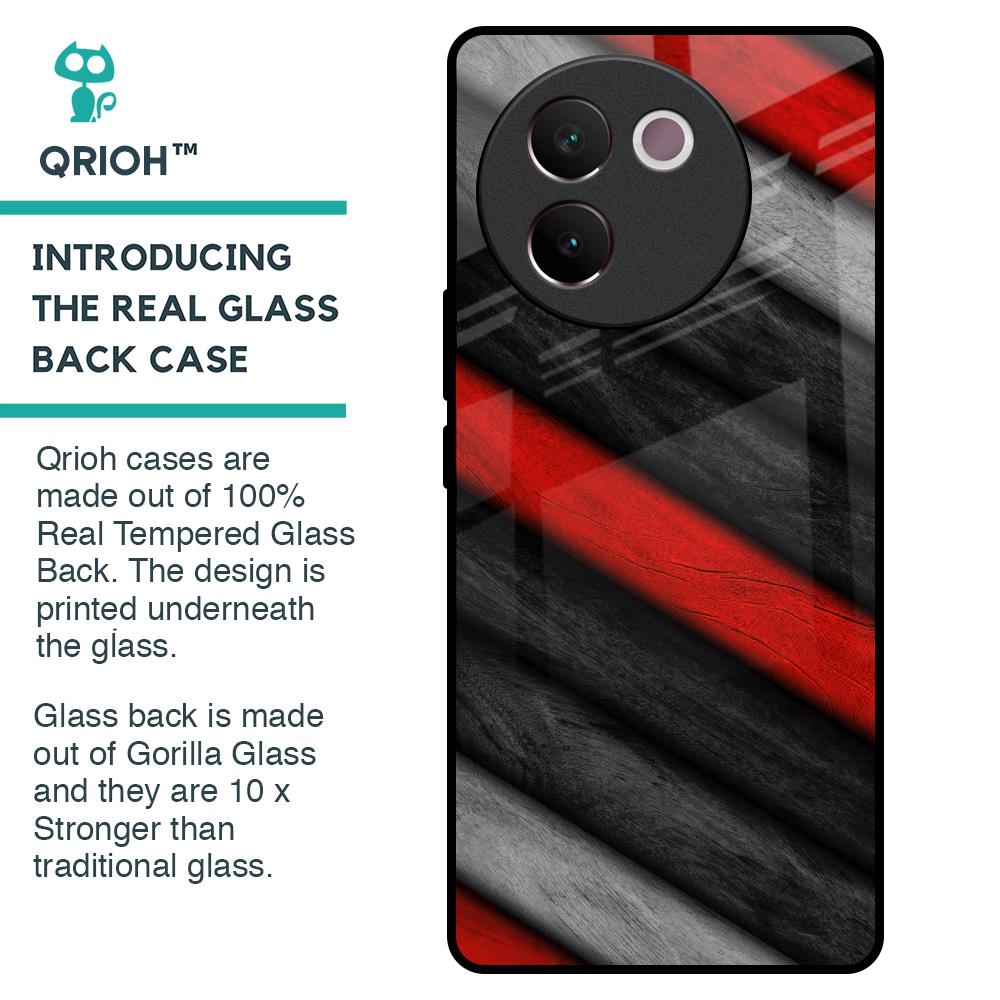 Soft Wooden Texture Glass Case for Vivo V30e