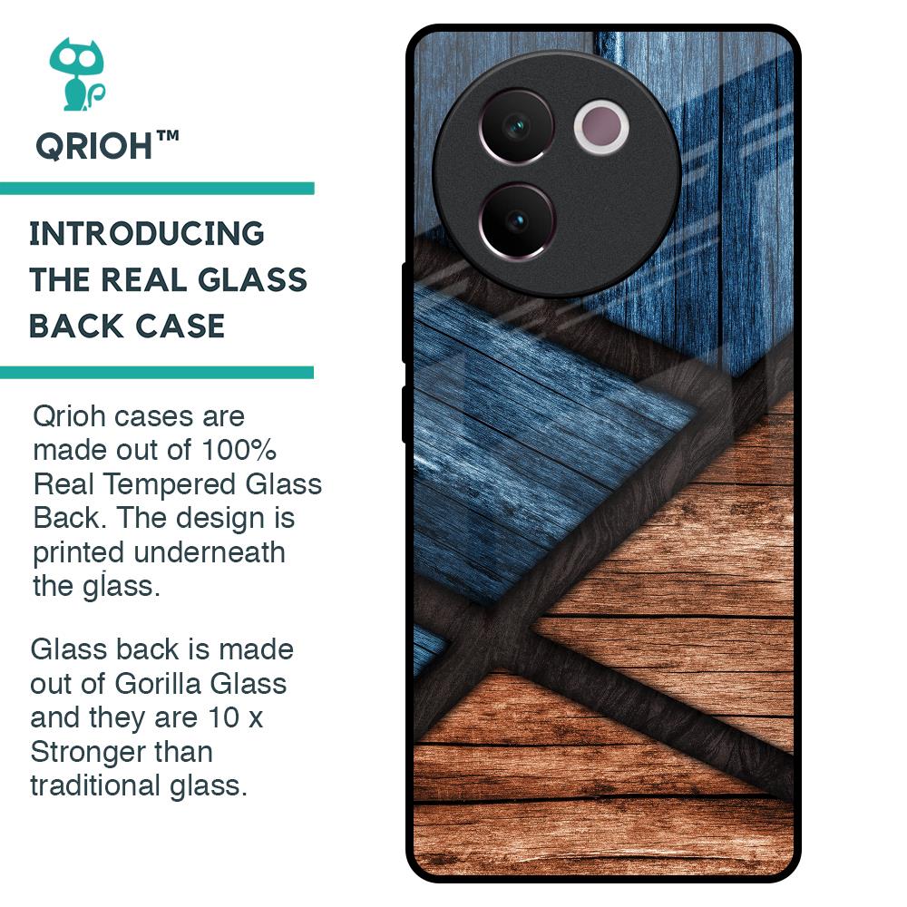 Wooden Tiles Glass Case for Vivo V30e