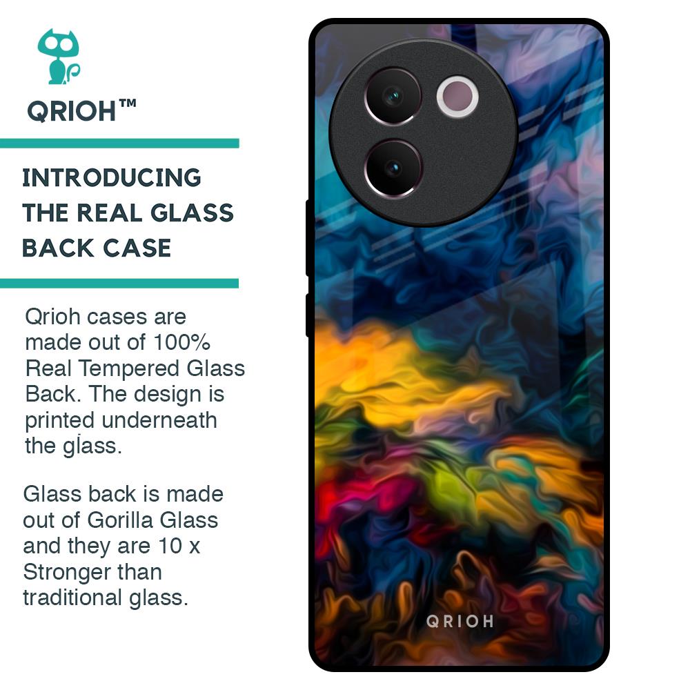 Multicolor Oil Painting Glass Case for Vivo V30e