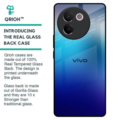 Blue Rhombus Pattern Glass Case for Vivo V30e
