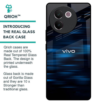Blue Rough Abstract Glass Case for Vivo V30e