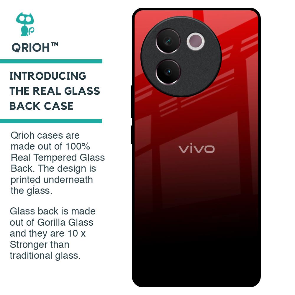 Maroon Faded Glass Case for Vivo V30e