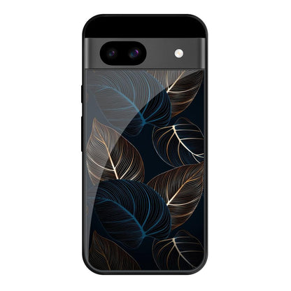 Blue Golden Leaves Google Pixel 8A Glass Cases & Covers Online