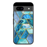 Turquoise Geometrical Marble Google Pixel 8A Glass Cases & Covers Online
