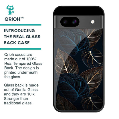 Blue Golden Leaves Glass Case for Google Pixel 8A