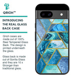 Turquoise Geometrical Marble Glass Case for Google Pixel 8A