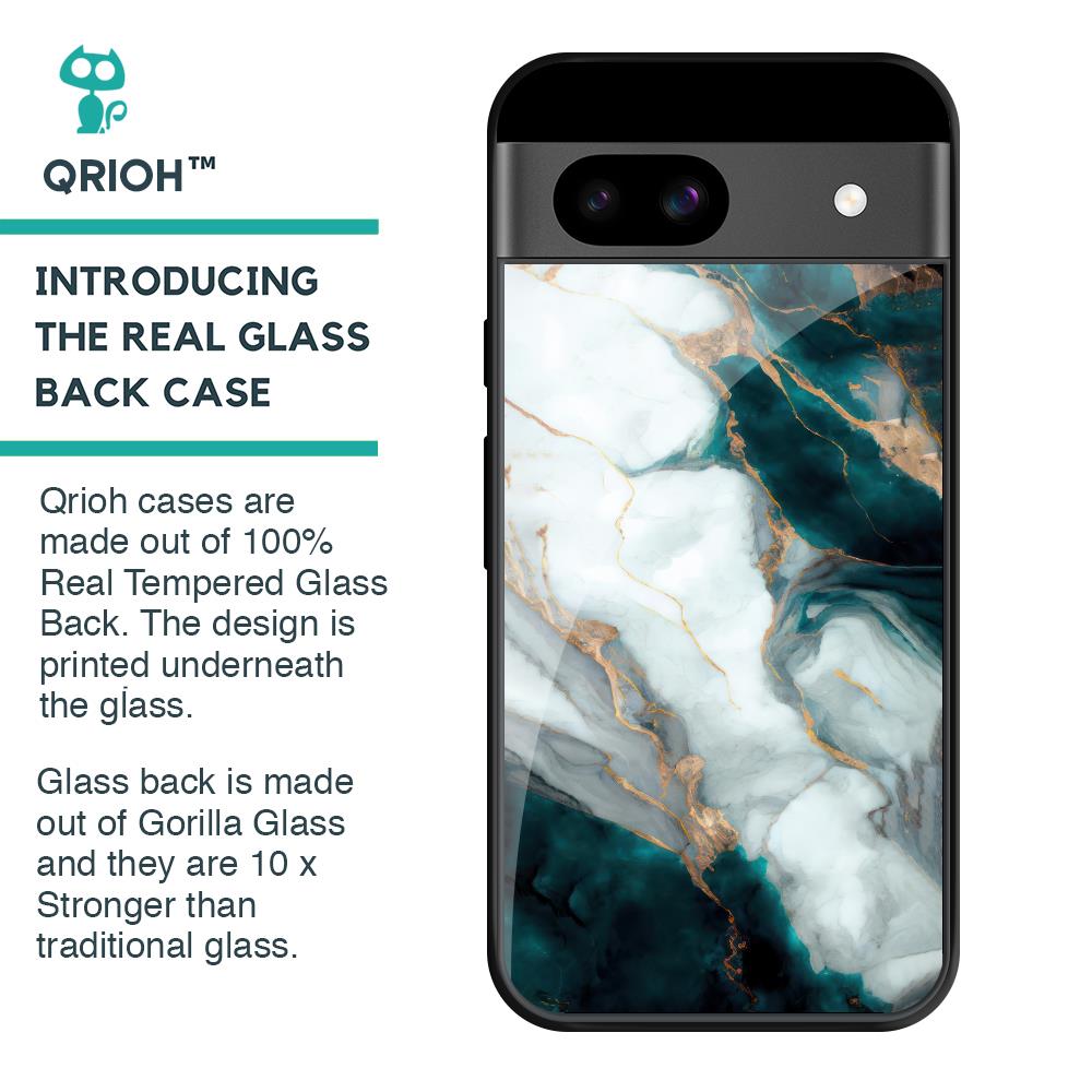 Aqua Green Marble Glass Case for Google Pixel 8A