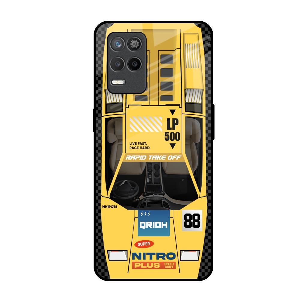 Yellow Racing Car Realme Narzo 30 5G Glass Back Cover Online
