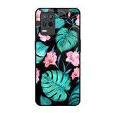 Tropical Leaves & Pink Flowers Realme Narzo 30 5G Glass Back Cover Online