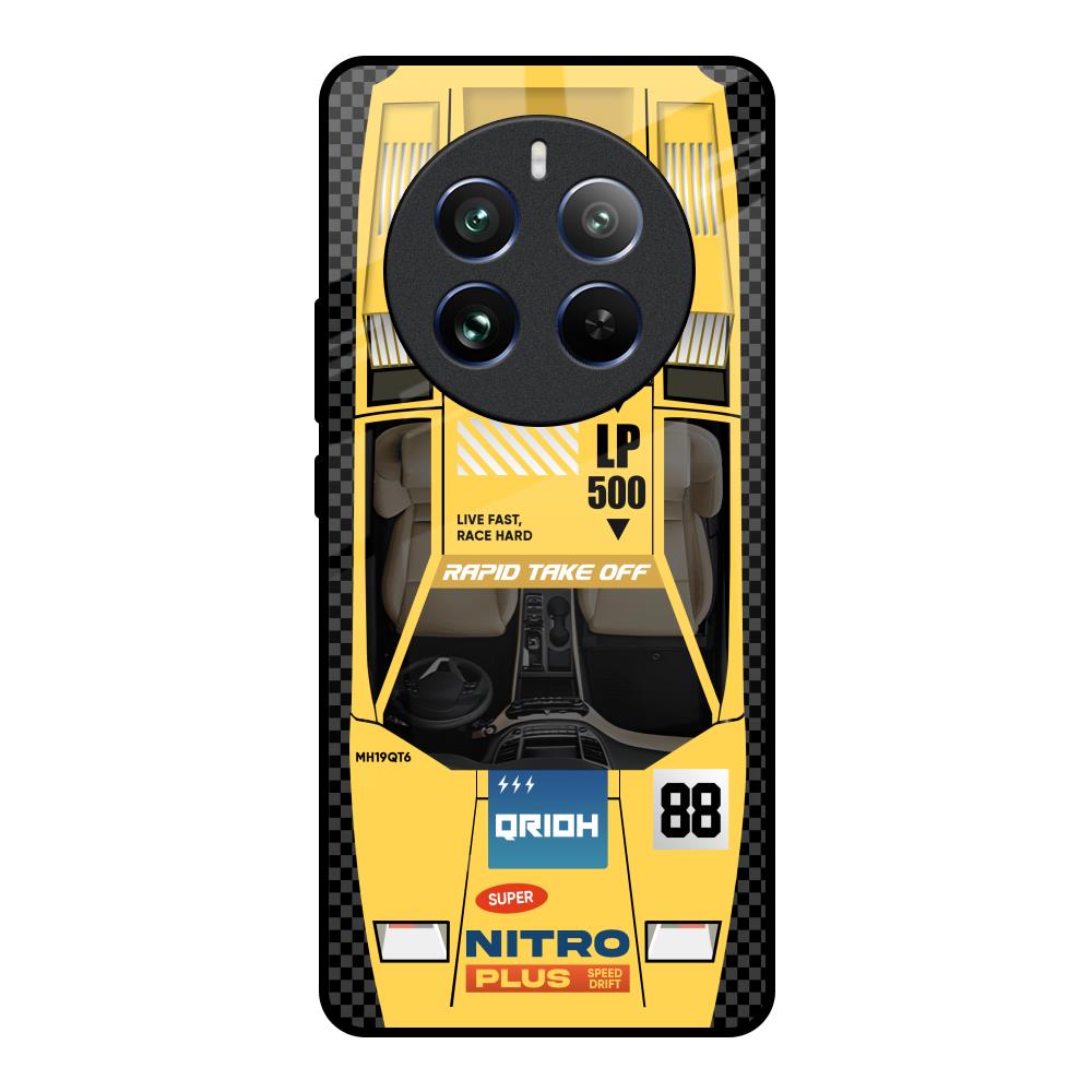 Yellow Racing Car Realme P1 5G Glass Back Cover Online
