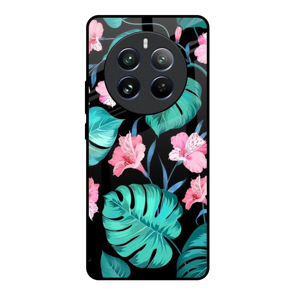 Tropical Leaves & Pink Flowers Realme Narzo 70 Pro 5G Glass Back Cover Online