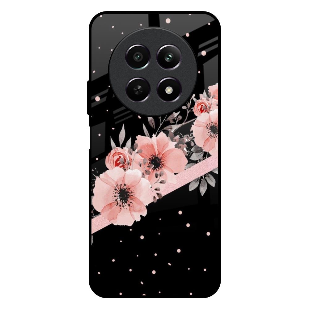 Floral Black Band Realme 12X 5G Glass Back Cover Online