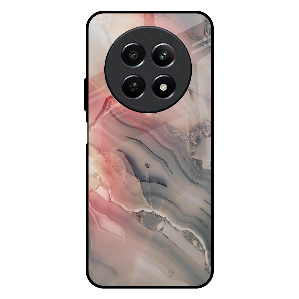 Pink And Grey Marble Realme 12X 5G Glass Back Cover Online