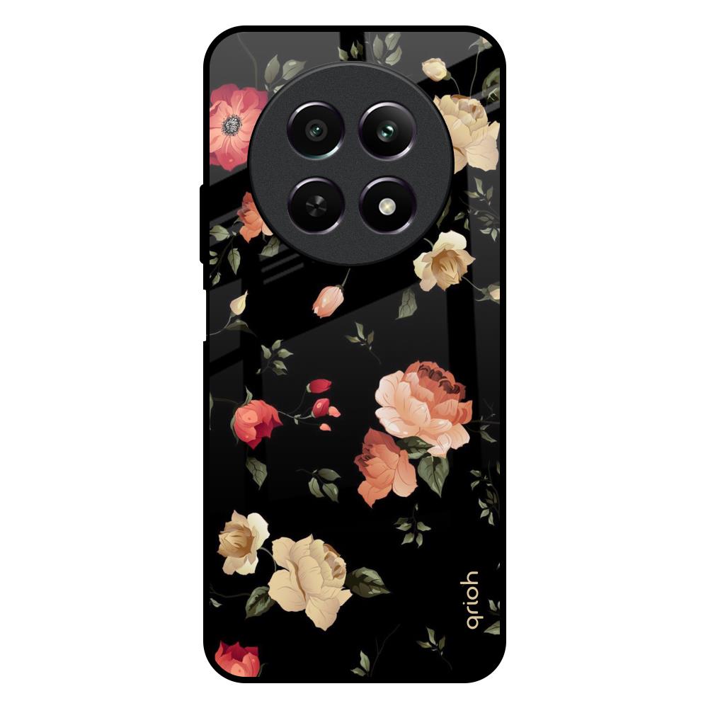 Black Spring Floral Realme 12X 5G Glass Back Cover Online