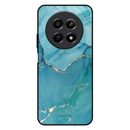 Blue Golden Glitter Realme 12X 5G Glass Back Cover Online
