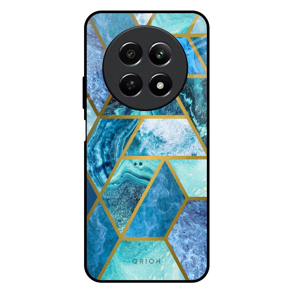 Turquoise Geometrical Marble Realme 12X 5G Glass Back Cover Online