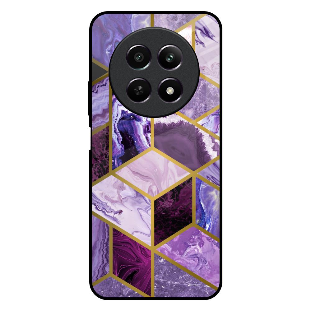 Purple Rhombus Marble Realme 12X 5G Glass Back Cover Online