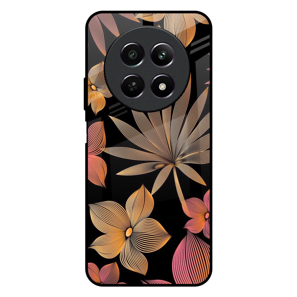 Lines Pattern Flowers Realme 12X 5G Glass Back Cover Online