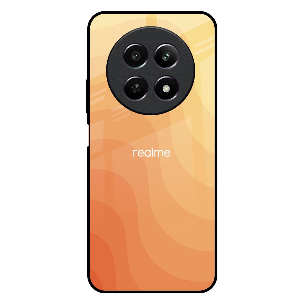 Orange Curve Pattern Realme 12X 5G Glass Back Cover Online