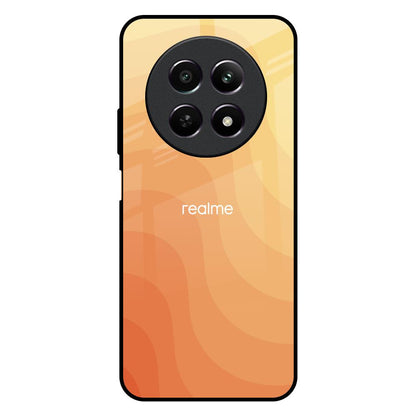 Orange Curve Pattern Realme 12X 5G Glass Back Cover Online
