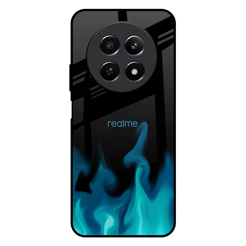 Teal Flames Realme 12X 5G Glass Back Cover Online