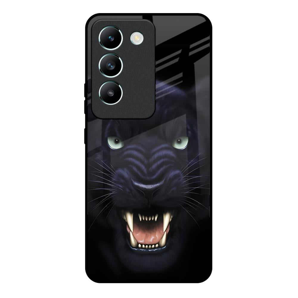 Angry Black Leopard Vivo Y200e 5G Glass Back Cover Online