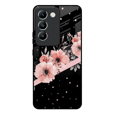 Floral Black Band Vivo Y200e 5G Glass Back Cover Online