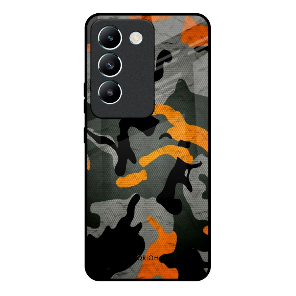 Camouflage Orange Vivo Y200e 5G Glass Back Cover Online