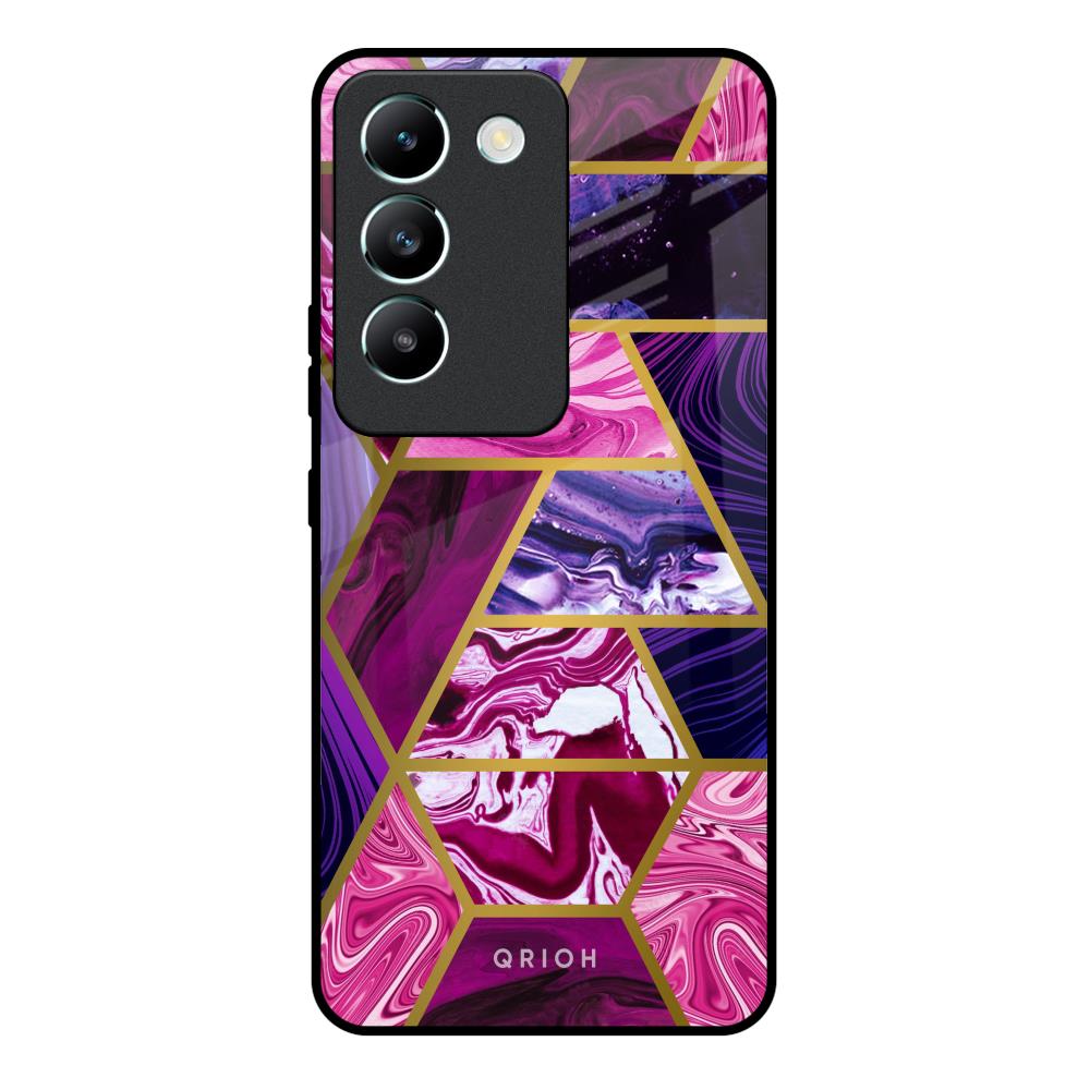 Electroplated Geometric Marble Vivo Y200e 5G Glass Back Cover Online