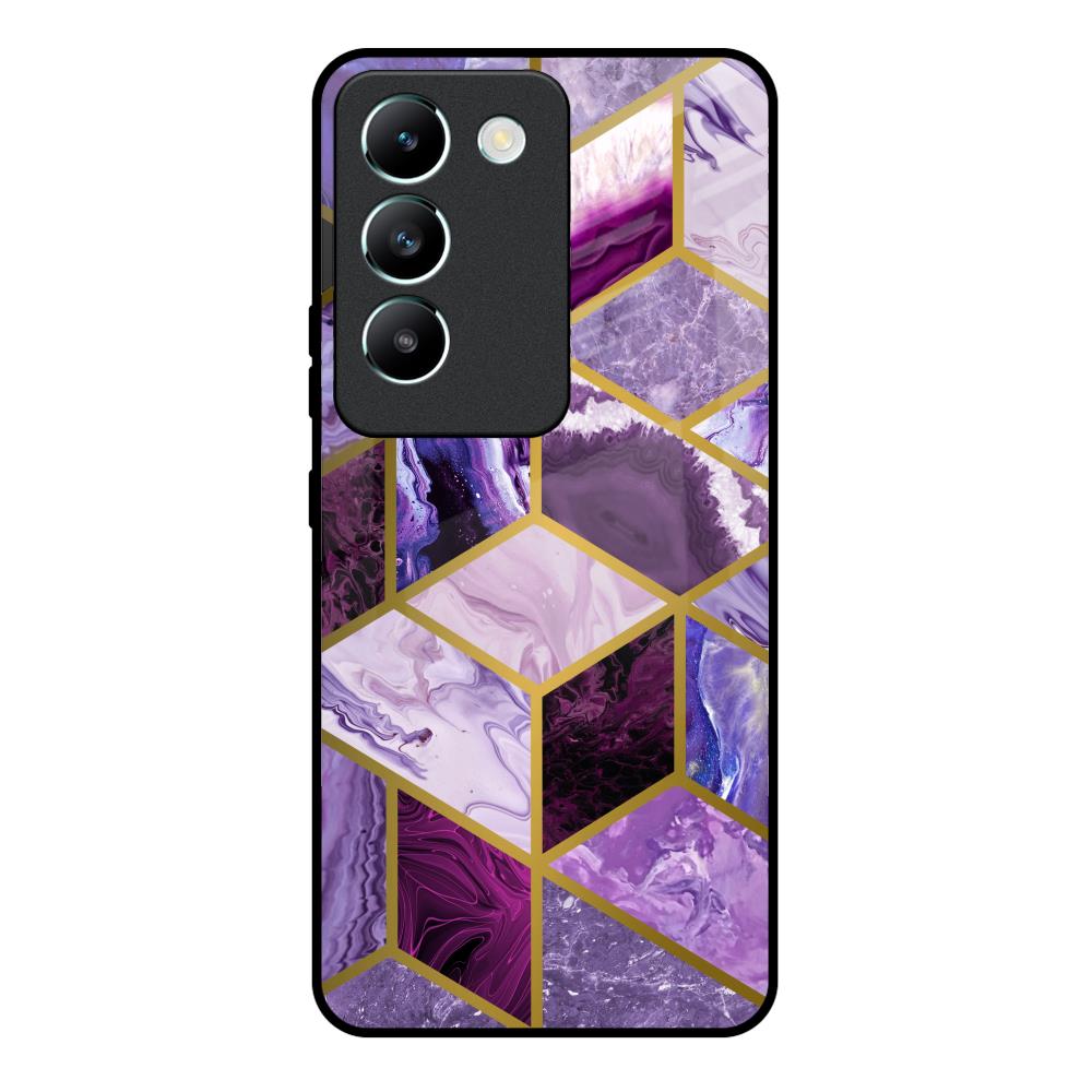 Purple Rhombus Marble Vivo Y200e 5G Glass Back Cover Online